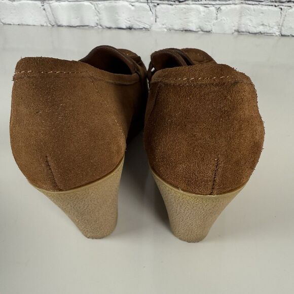 Mia Brigitta Wedge Heel Pump Suede Leather Tasseled Loafers Brown Women 10 Shoes - Picture 11 of 15